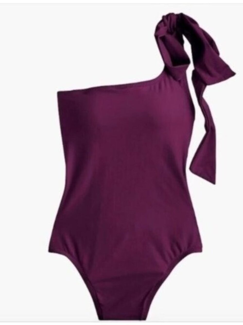 🛍 J. Crew Bow Tie One Shoulder Swimsuit in Burgundy Iris Size 0
